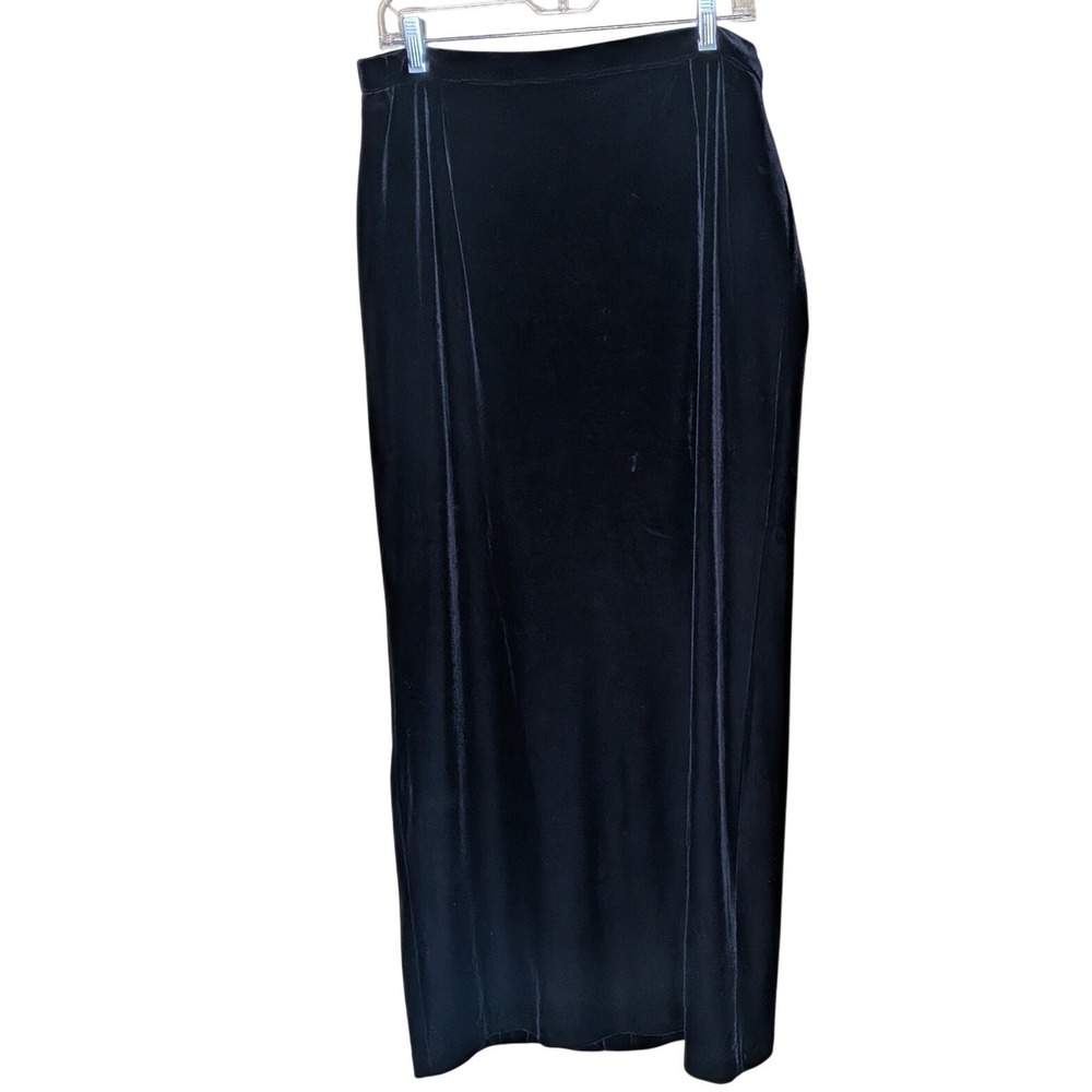 R&K Evenings Black Velvet Maxi Skirt Floor Length Size 12 Formal Holiday Party‎